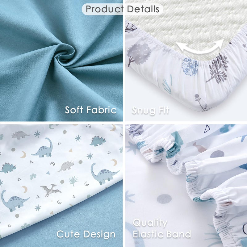 NacoMoco 4 Pack Bassinet Sheets - 33"x20" Bedside Bassinet Sheets for Baby Delight, Angelbliss, Jimglo & Most Regular Size Bedside Sleeper | Ultra Soft & Skin Friendly Bassinet Fitted Sheets for Boys Girls - Image 5