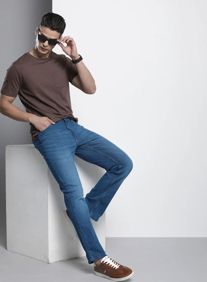The Indian Garage Co Blue The Indian Garage Co Men Mid Rise Bootcut Stretchable Jeans for Men | Best Price UAE
