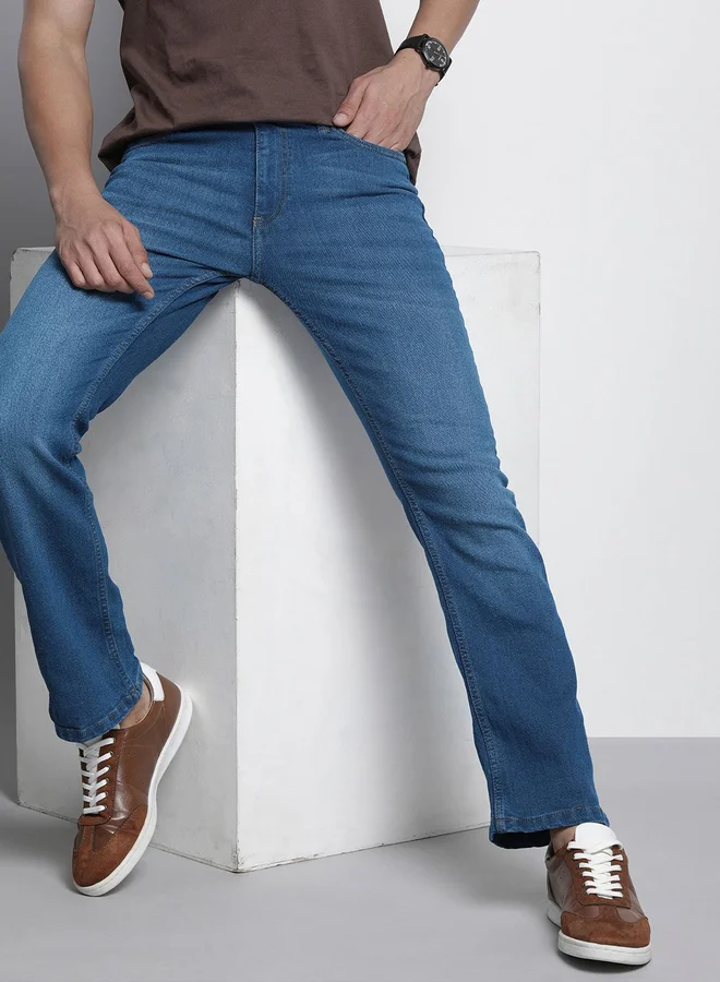 The Indian Garage Co Men Mid Rise Bootcut Stretchable Jeans