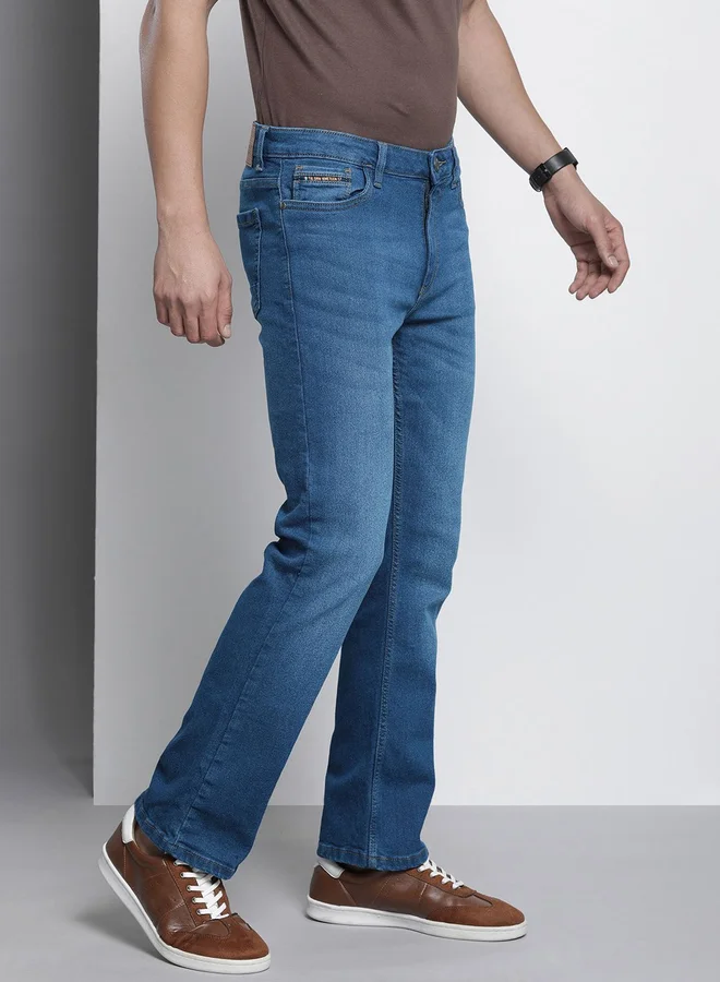 The Indian Garage Co The Indian Garage Co Men Mid Rise Bootcut Stretchable Jeans