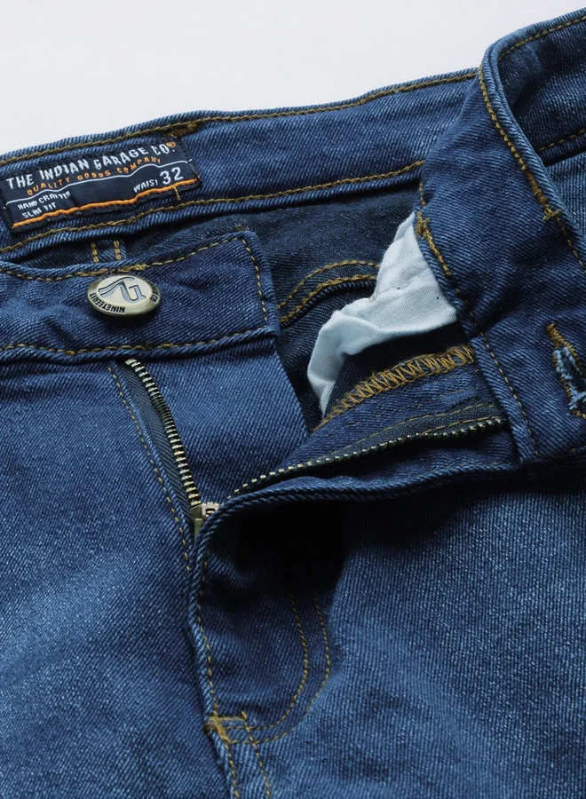 The Indian Garage Co Blue The Indian Garage Co Men Mid Rise Bootcut Stretchable Jeans for Men | Best Price UAE