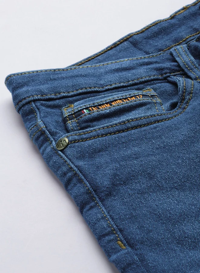 The Indian Garage Co Blue The Indian Garage Co Men Mid Rise Bootcut Stretchable Jeans for Men | Best Price UAE