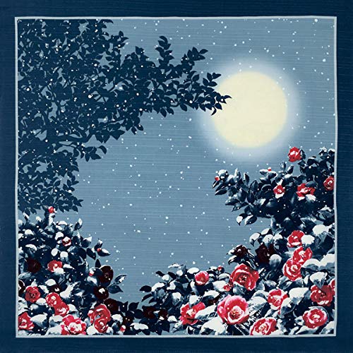 TAYUTAFU Furoshiki Wrapping Cloth Japanese Winter Camellia and Moon - Image 1