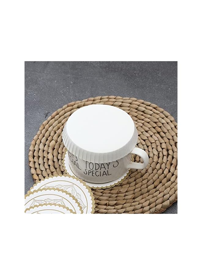 S-TOP 100pcs Disposable Paper Cup Covers, Coffee Tea Cup Covers Recycled Paper Drinking Cup Lids Covers Perfect for Travel Hotel Coffee Bar Parties Wedding Home Kitchen (6.5 X 6.5cm) - Image 2
