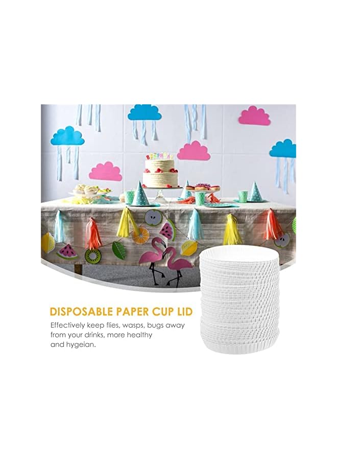S-TOP 100pcs Disposable Paper Cup Covers, Coffee Tea Cup Covers Recycled Paper Drinking Cup Lids Covers Perfect for Travel Hotel Coffee Bar Parties Wedding Home Kitchen (6.5 X 6.5cm) - Image 4