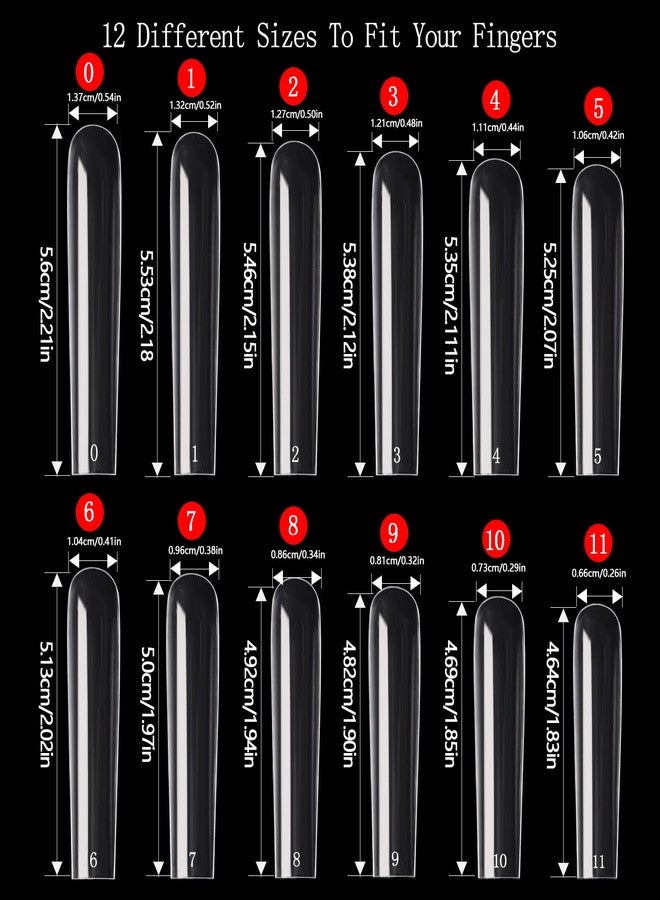 Namgznso 600PCS Square Nail Tips Full Cover, 3XL Clear Nail Tips for Acrylic Nails Professional, XXXL Full Cover Nails Tips No C Curve, Extra Long Tapered Square Fake Nails for Salons Home DIY 12 Sizes - Image 5