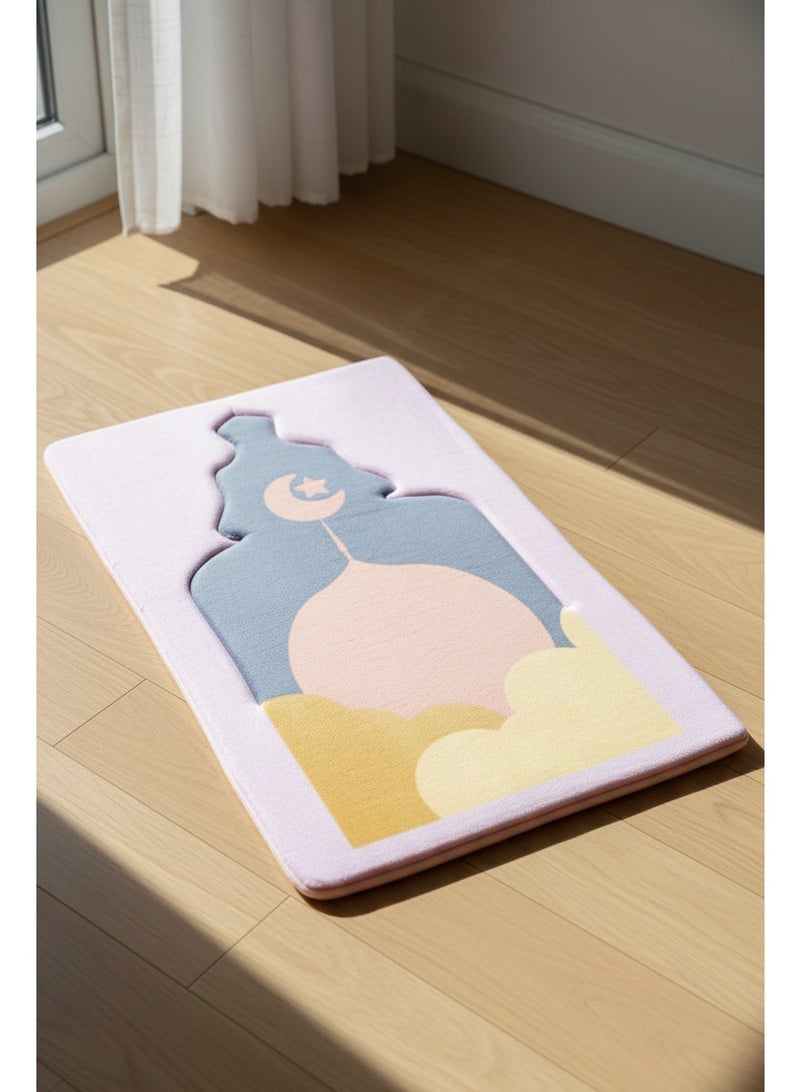 فابينني سجادة صلاة من إسفنج الذاكرة مقاس 70×110 سم، سجادة صلاة إسلامية مبطنة سميكة مع دعم للركبة، هدية لكبار السن، سجادة صلاة جاناماز خفيفة الوزن ومبطنة ومضادة للانزلاق بتصميم ثلاثي الأبعاد، وردي/رمادي None - Image 1