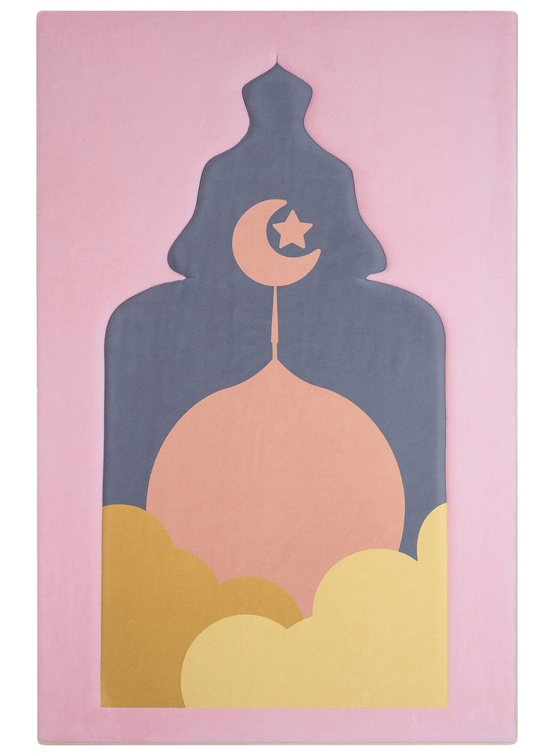 فابينني سجادة صلاة من إسفنج الذاكرة مقاس 70×110 سم، سجادة صلاة إسلامية مبطنة سميكة مع دعم للركبة، هدية لكبار السن، سجادة صلاة جاناماز خفيفة الوزن ومبطنة ومضادة للانزلاق بتصميم ثلاثي الأبعاد، وردي/رمادي None - Image 4