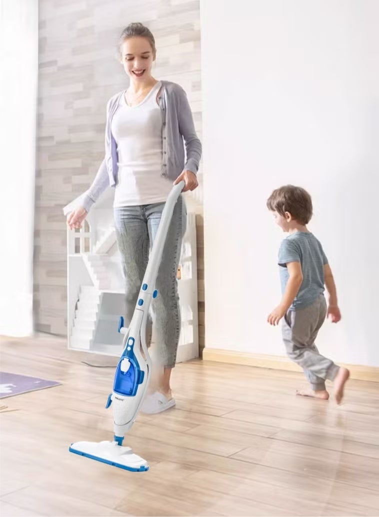 sokany 10-in-1 Steam Mop for Floor Cleaner,with Foldable Wand and 180° Swivel Steering, Removable Water Tank, Chemical-Free Cleaning, Safe for All Sealed Floors, Anti Slip Suction 2000 W SK-13062, White/Blue - Image 4