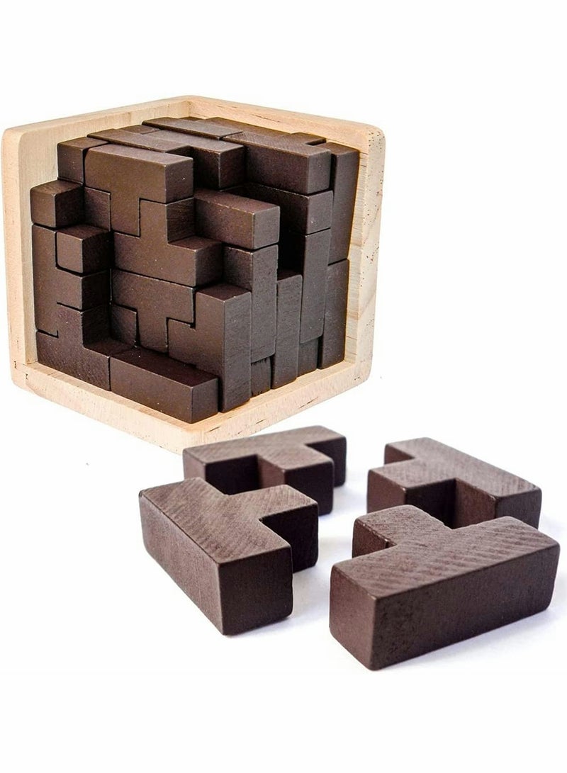 3D Wooden Puzzle Toy for All Ages Brain Teaser Educational Toy Gift T-Shape Pieces Enhance Creativity and Problem Solving Fun Desk Activity - Image 1