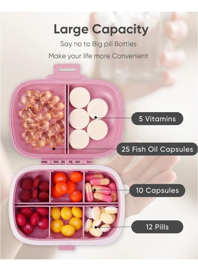 Daily Pill Organizer, 8 Compartments Portable Pill Case, Pill Box to Hold Vitamins, Cod Liver Oil - Image 5