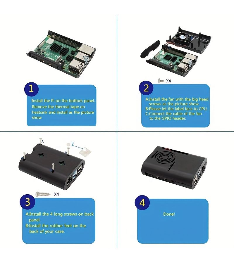 علبة أكريليك سوداء شفافة مقاومة للخدش مع تبريد هوائي مخصصة لـ Raspberry Pi 4B - Image 4