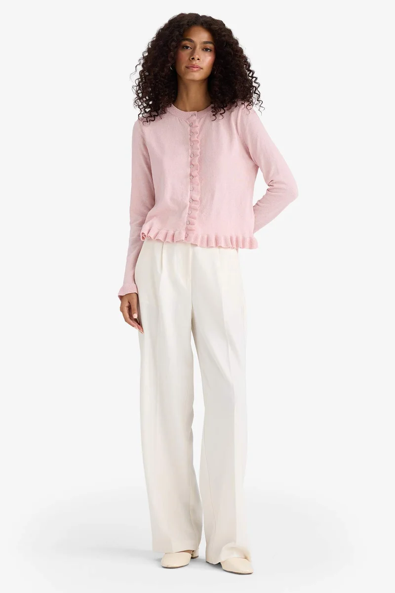 ديفاكتو Regular Fit Crew Neck Cardigan