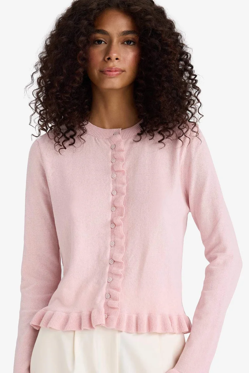 ديفاكتو Regular Fit Crew Neck Cardigan