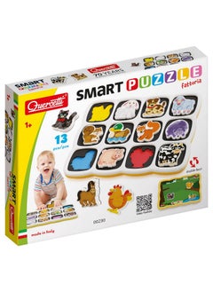 Quercetti Quercetti - Smart Puzzle Farm - Two-Sided Magnetic Puzzle with 13 Farm Animal Shapes  - Image 1
