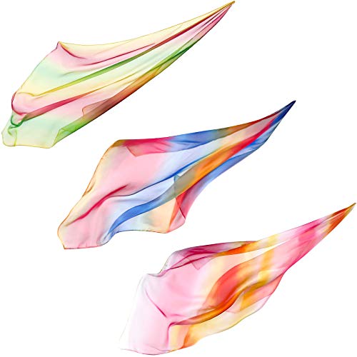 Geyoga 3 Pcs Square Play Silk Scarf 27 Inch Rainbow Sweet Silks Dance Juggling Scarf for Kids Pretend Creative Play Dress up and Childhood Fun - Image 1