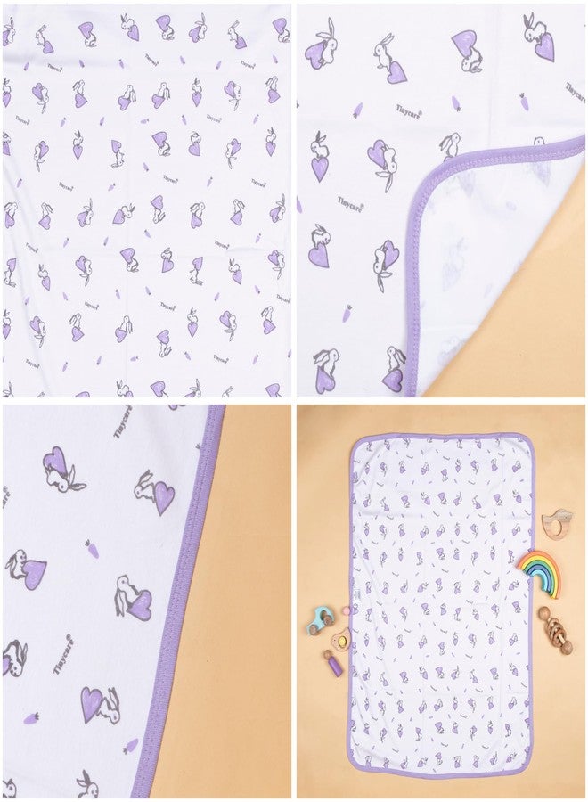 Tinycare Cotton Bath Towel for New Born, Extra Soft Fabric Interlok Printed Towel for Kids/Toddler/Infants, Quick Absorbent, Reusable Napkins Bathing Towels (85 x 60 cm, Purple)_Pack of 1 - Image 5