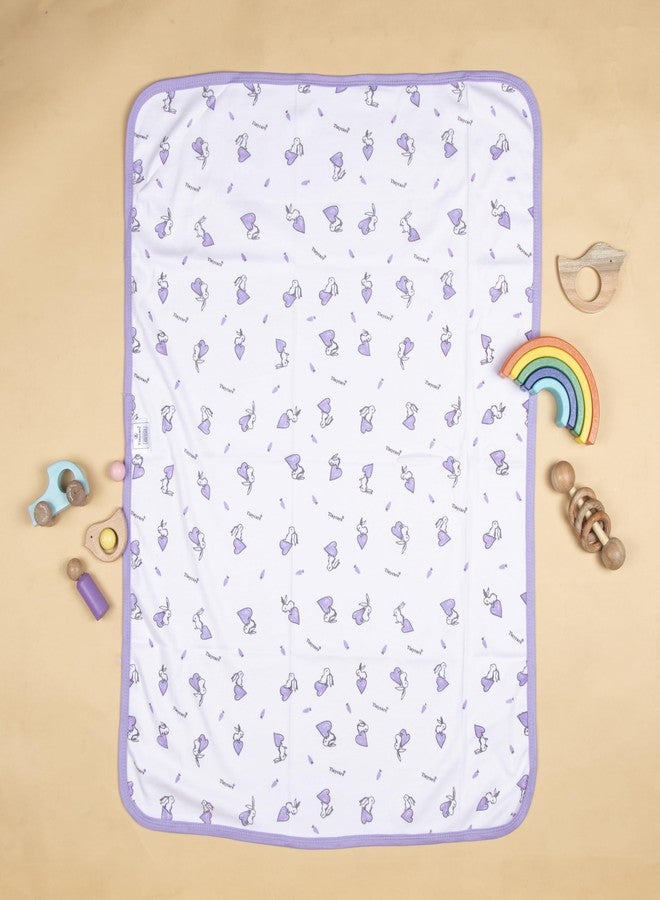 Tinycare Cotton Bath Towel for New Born, Extra Soft Fabric Interlok Printed Towel for Kids/Toddler/Infants, Quick Absorbent, Reusable Napkins Bathing Towels (85 x 60 cm, Purple)_Pack of 1 - Image 3