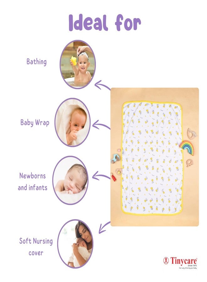 Tinycare Cotton Bath Towel for New Born, Extra Soft Fabric Interlok Printed Towel for Kids/Toddler/Infants, Quick Absorbent, Reusable Napkins Bathing Towels (85 x 60 cm, Purple)_Pack of 1 - Image 2