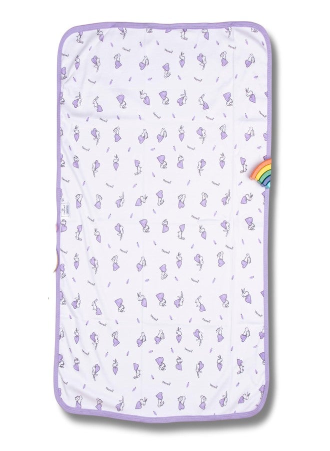 Tinycare Cotton Bath Towel for New Born, Extra Soft Fabric Interlok Printed Towel for Kids/Toddler/Infants, Quick Absorbent, Reusable Napkins Bathing Towels (85 x 60 cm, Purple)_Pack of 1 - Image 1