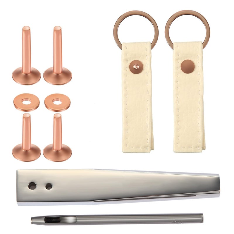 Hotop 100pcs Copper Rivet and Burr Washers for Leather Work #9 and #12 Brass Rivets Setter Install Setting Tool with Hole Punch Cutter Kit for Belts Wallets Collars Leather DIY Craft Supplies - Image 4