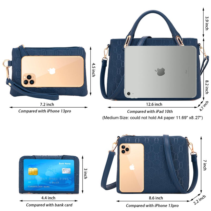 Soperwillton Purse for Women Fashion Medium Shoulder Bag Crossbody Bag Top Handle Tote Handbag Set 4PCS - Image 4