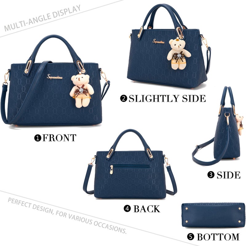 Soperwillton Purse for Women Fashion Medium Shoulder Bag Crossbody Bag Top Handle Tote Handbag Set 4PCS - Image 2