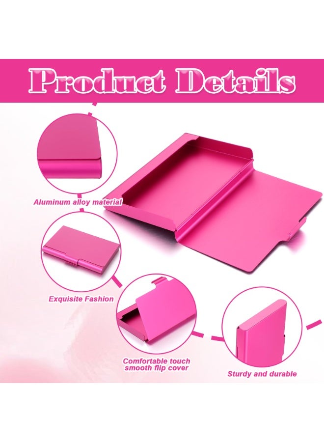 Aluminum Alloy Business Card Holder Case, Slim Metal Flip Cover Wallet for Men and Women, Pink - Image 2