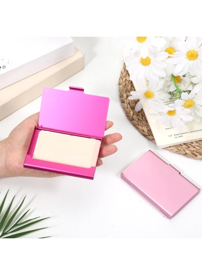 Aluminum Alloy Business Card Holder Case, Slim Metal Flip Cover Wallet for Men and Women, Pink - Image 3