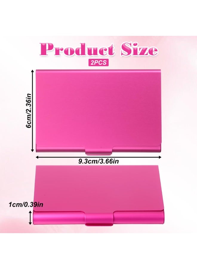 Aluminum Alloy Business Card Holder Case, Slim Metal Flip Cover Wallet for Men and Women, Pink - Image 5