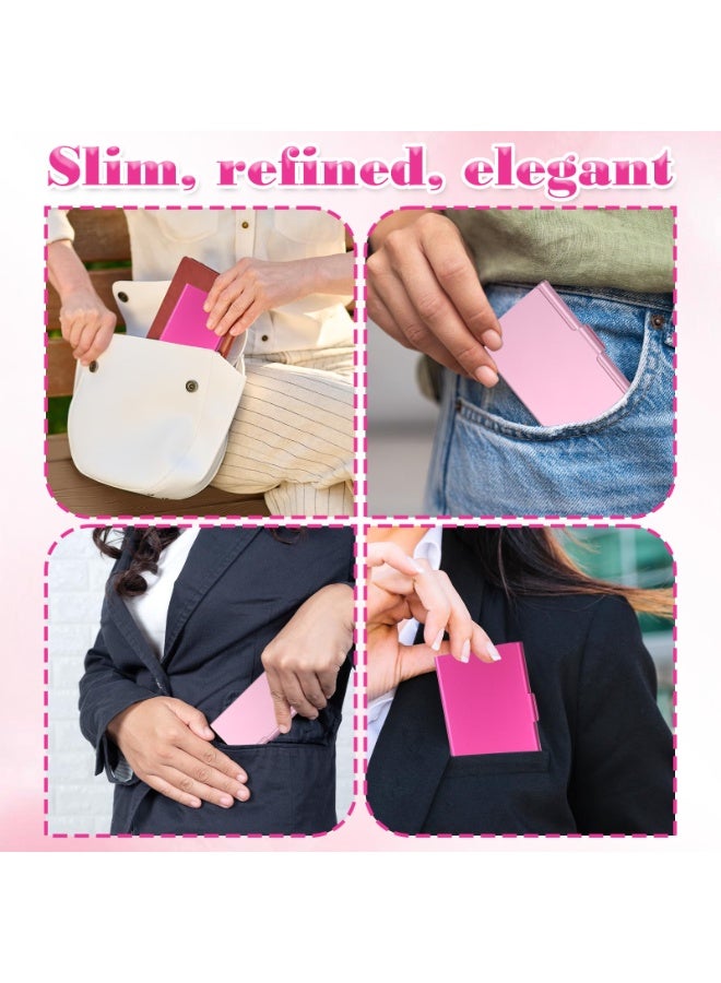 Aluminum Alloy Business Card Holder Case, Slim Metal Flip Cover Wallet for Men and Women, Pink - Image 4