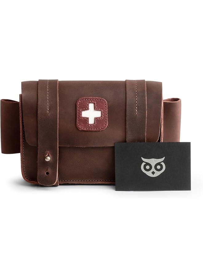 Hide & Drink Empty First Aid Bag Mini Medical Stove Pouch Handmade from Full Grain Leather Bourbon Brown - Image 5