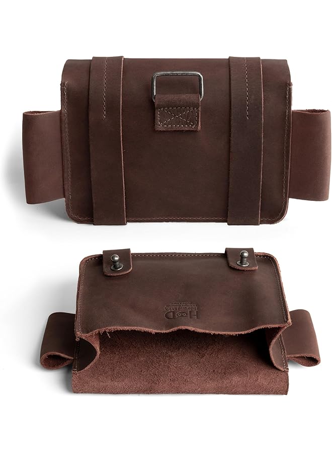 Hide & Drink Empty First Aid Bag Mini Medical Stove Pouch Handmade from Full Grain Leather Bourbon Brown - Image 2