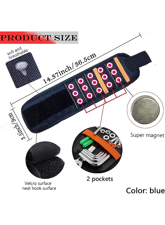 SYOSI Tool Wrist Strap, Magnetic Wristband with 15 Powerful Magnets, Tool Screw Absorption, and Storage Magnetic Wrist Strap, DIY Tools Belt Holding Screws Gadgets, Gifts for Fathers Day Presents  - Image 3