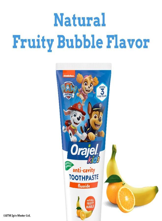Orajel Orajel Kids Paw Patrol Anti-Cavity Fluoride Toothpaste, Natural Fruity Bubble Flavor, 4.2oz Tube - Image 5