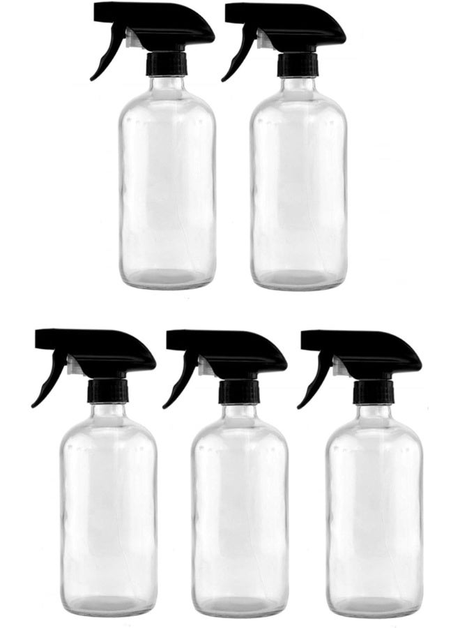FUFU FUFU 5pcs Clear Glass Spray Bottles Empty Boston Round Bottles Refillable Container Bottles for Essential Oils Cleaning Products Aromatherapy 250ml  - Image 1