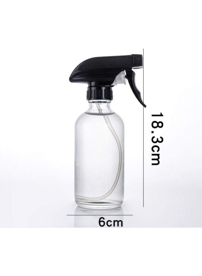 FUFU FUFU 5pcs Clear Glass Spray Bottles Empty Boston Round Bottles Refillable Container Bottles for Essential Oils Cleaning Products Aromatherapy 250ml  - Image 2