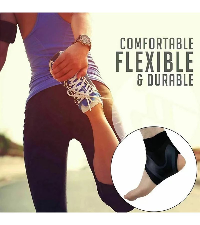 Black Left XL Elastic Ankle Support Brace For Sprain Prevention Fitness - Image 3