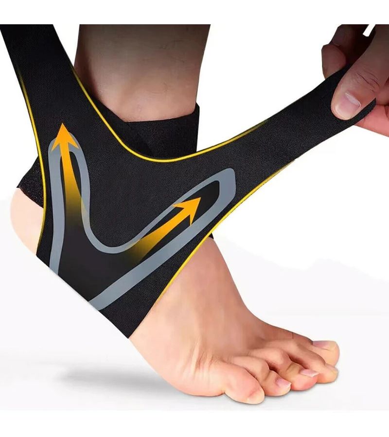 Black Left XL Elastic Ankle Support Brace For Sprain Prevention Fitness - Image 1