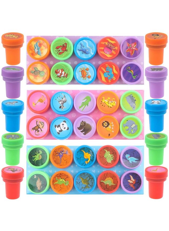 Welecom 30 Pieces Animal Stampers For Kids Dinosaur Ocean Life And Zoo Animal Stampers Self Inking Stamps For Kids Birthday Gift Party Supplies Teacher Stamps - Image 2