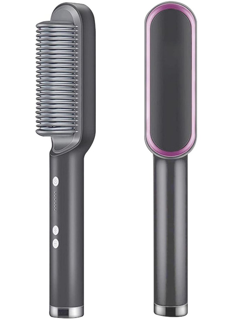 Generic - Hair Straightener Brush 2 in 1 Hair Straightener Professional Electric Hair Straightener Curler Anion Hair Straightening Comb for Professional Salon at Home - Image 1