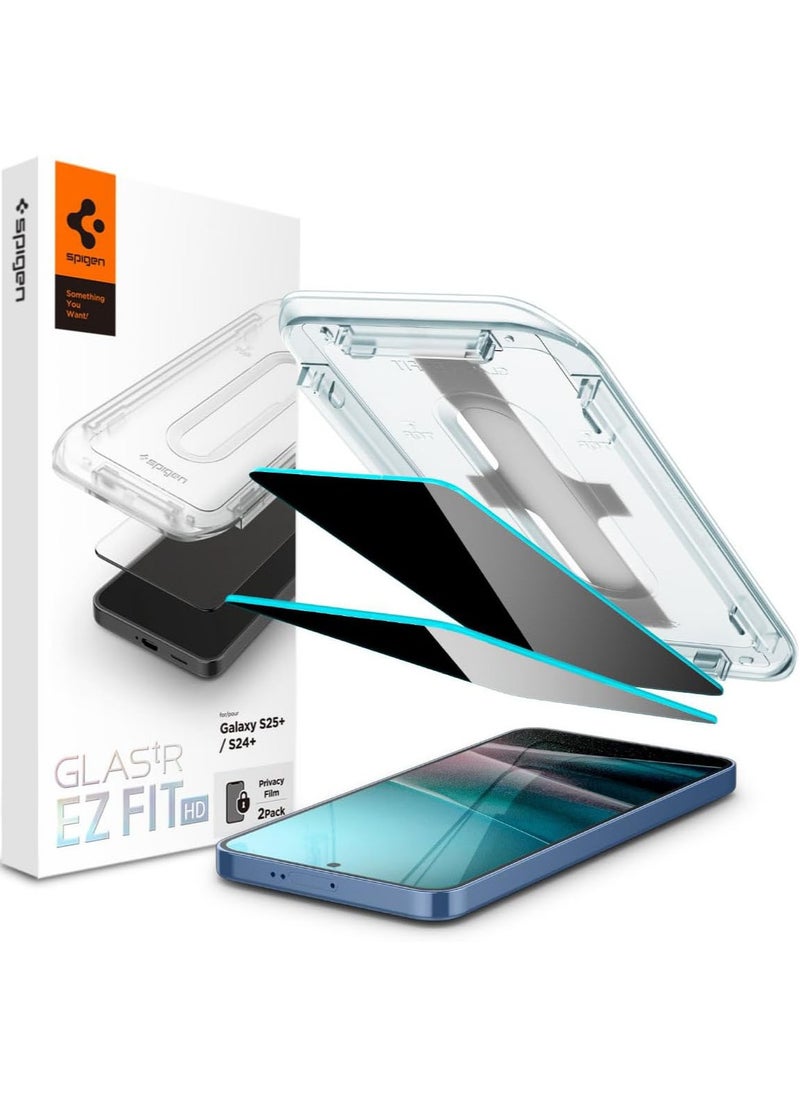 Spigen GLAStR EZ Fit PRIVACY for Samsung Samsung Galaxy S24 Plus / S25 PLUS Privacy Screen Protector [2 PACK] Tempered Glass with Easy Install Tray - 2 Pack  - Image 1