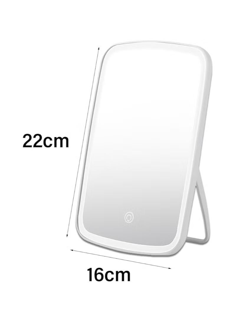 LED Makeup Mirror Touch Screen Lighted 3 Colors Brightness Adjustable USB Rechargeable Portable Tabletop Cosmetic Make Up Mirror - Image 2