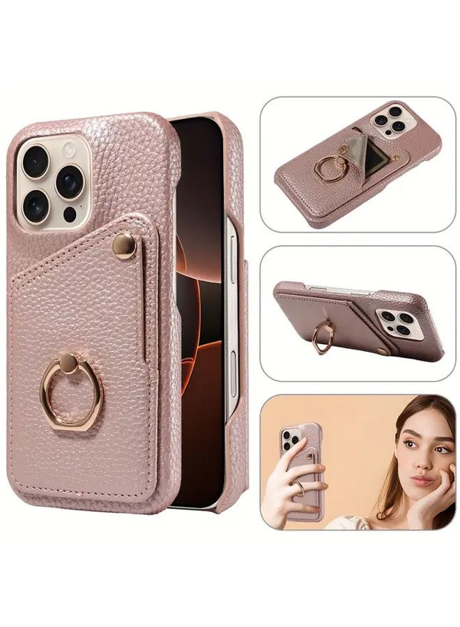 Orange Faux Leather Phone Case With Ring Stand And Card Slot For IPhone 11 Pro Max Protective Cover - Image 1