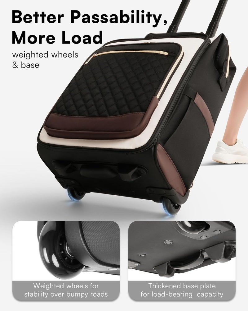 Arcoyard Rolling Backpack for Women, Travel Backpack with Wheels, Dual-Opening Wheeled Laptop Backpack, Stylish Rolling Laptop Bag, Overnight Underseat Carry on Luggage for College Business Work, Beige Brown - Image 5