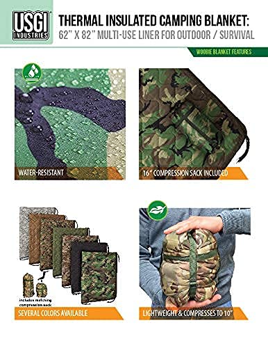 USGI Industries Military Woobie Blanket | Thermal Insulated Camping Blanket, Poncho Liner | Large, Portable, Insulation, Water-Resistant, for Hiking, Survival | Compression Carry Bag - Image 3