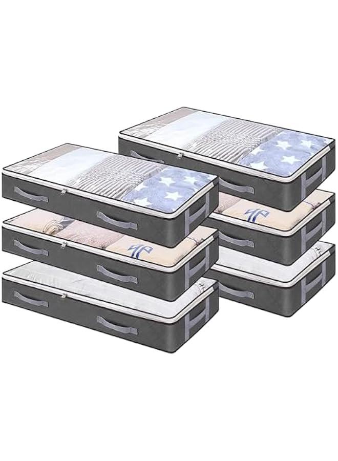 HOOKOR Under Bed Storage Containers, 6 Pack Closet Organizers and Storage Bins, Collapsible Underbed Storage Bags for Blankets, Towels, Comforter, Sweaters, Linen Sheets (32-02-6p) - Image 1