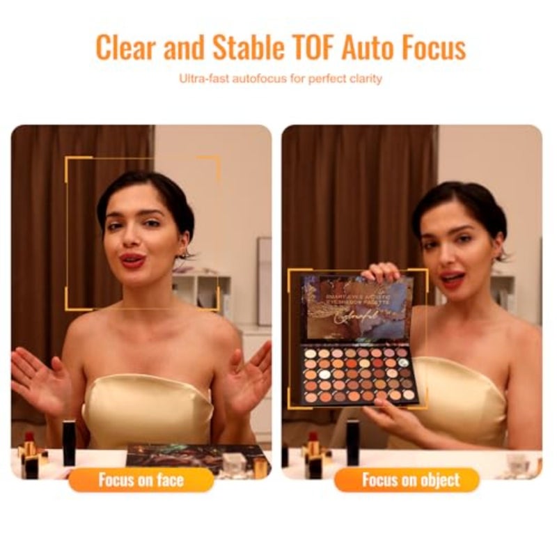 4K Webcam with Light for PC: UHD 4K, TOF Auto Focus, Dual AI Noise-Cancelling Mics, 1080p@60FPS, USB Streaming Webcam w/Privacy Cover for Laptop/Mac/Desktop/PC Work w/Zoom/Teams/Google Meet TOF AutoFocus, 2 AI Noise Reduction Mics, 1080p@60FPS, USB Streaming Web Cam Built in Privacy Cover for Laptop Mac Zoom Teams - Image 5