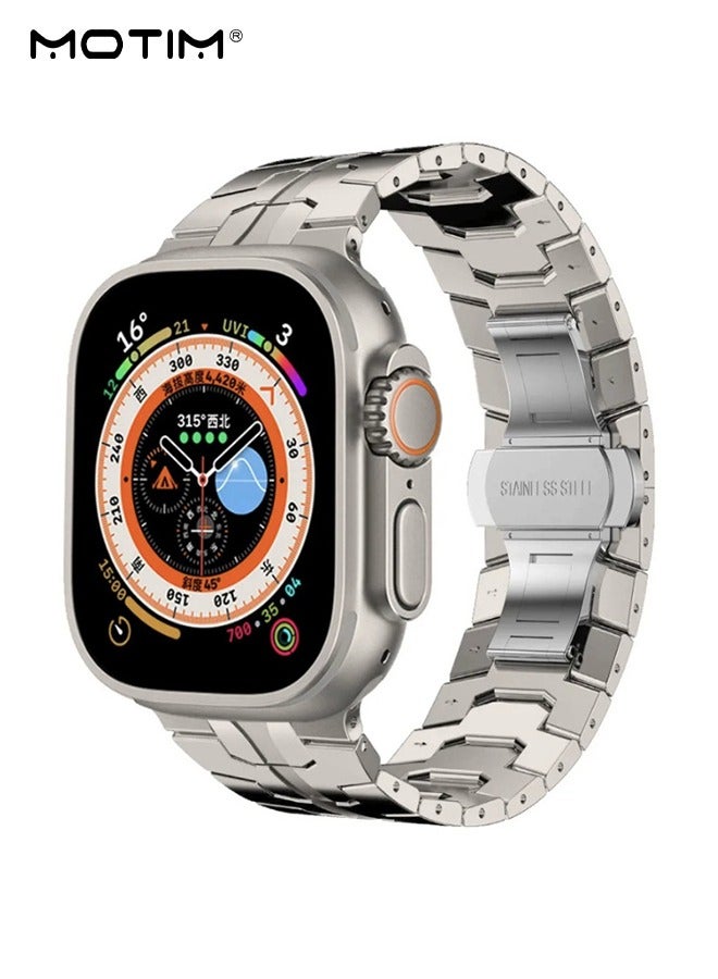 Motim No Gaps Bands for Apple Watch Band 49mm 46mm 45mm 44mm 42mm, Stainless Steel Metal Replacement Band for  Apple Watch Series 10/9/ultra 2/8/ultra/7/SE/SE 2nd/6/5/4/3/2/1 - Image 1