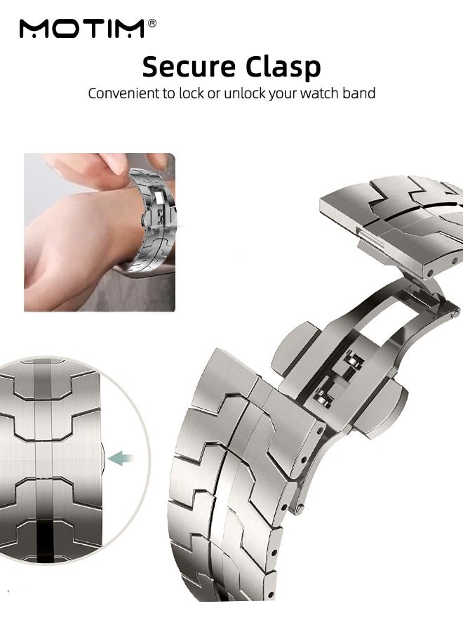 Motim No Gaps Bands for Apple Watch Band 49mm 46mm 45mm 44mm 42mm, Stainless Steel Metal Replacement Band for  Apple Watch Series 10/9/ultra 2/8/ultra/7/SE/SE 2nd/6/5/4/3/2/1 - Image 3
